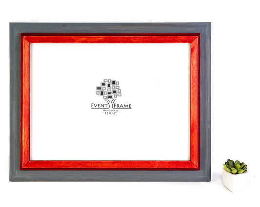 Double Grey + Red  Photo Frame