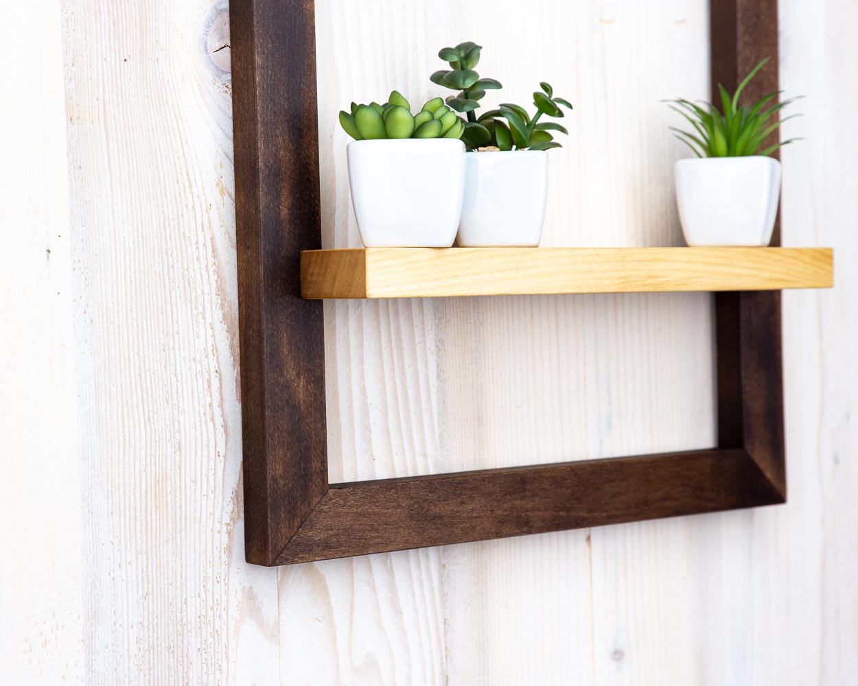 Simple Solid Wood Floating Kitchen Shelf, Wall Shelf storage for small plants and home decor. 