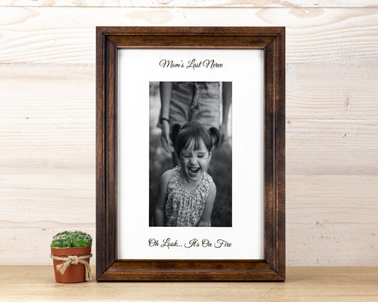 Brown Photo Frame with Engraved Mat from Solid Birch Wood