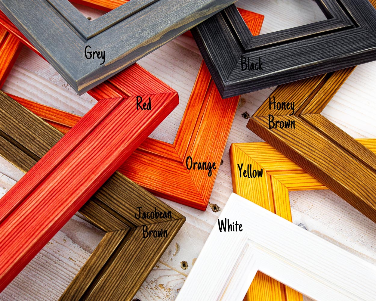 Cadre photo en bois dur de pin massif au design moderne et coloré