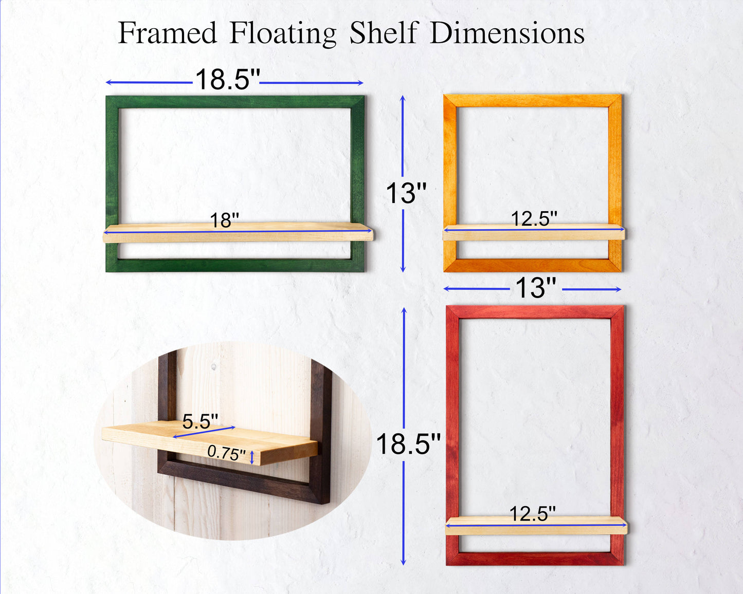 Colorful Modern Framed Floating Shelves 23 mm