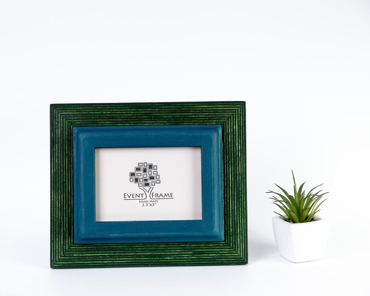 Cadre photo double vert + bleu