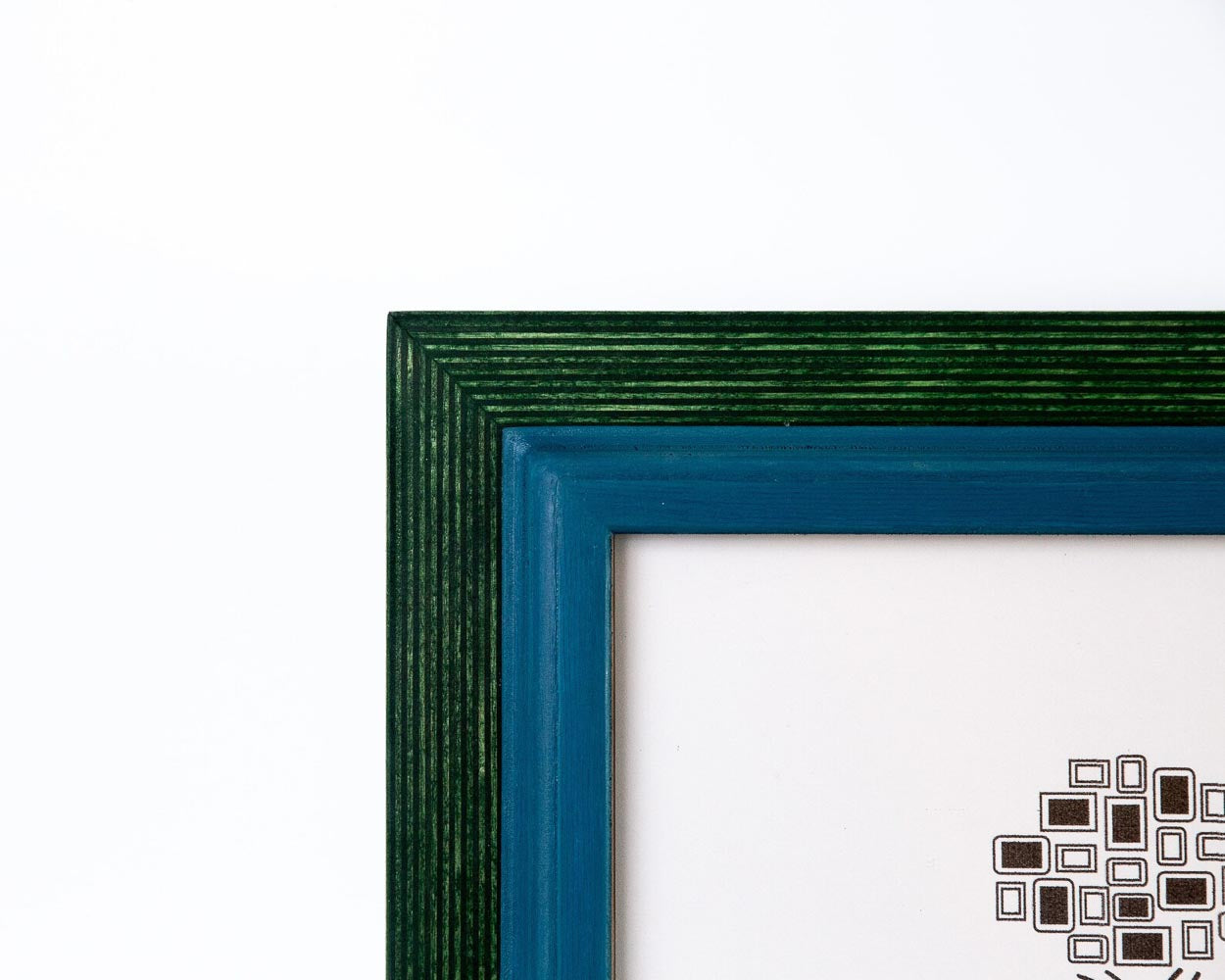 Cadre photo double vert + bleu