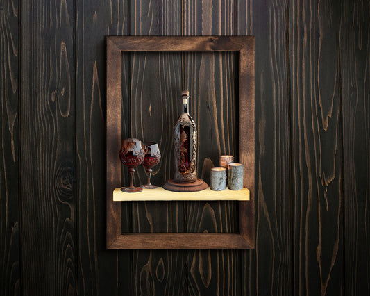 Walnut Brown Framed Floating Shelves